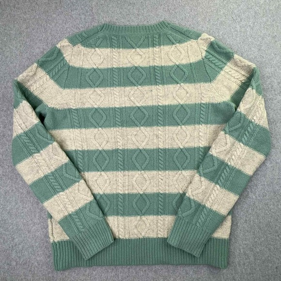 WALLACE 100% Lambswool Cable-Knit Fisherman Sweater Cream Sage Women's Size M‎ - Picture 5 of 8